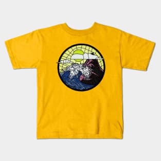 Wave Mountain in Stained Glass Design Kids T-Shirt